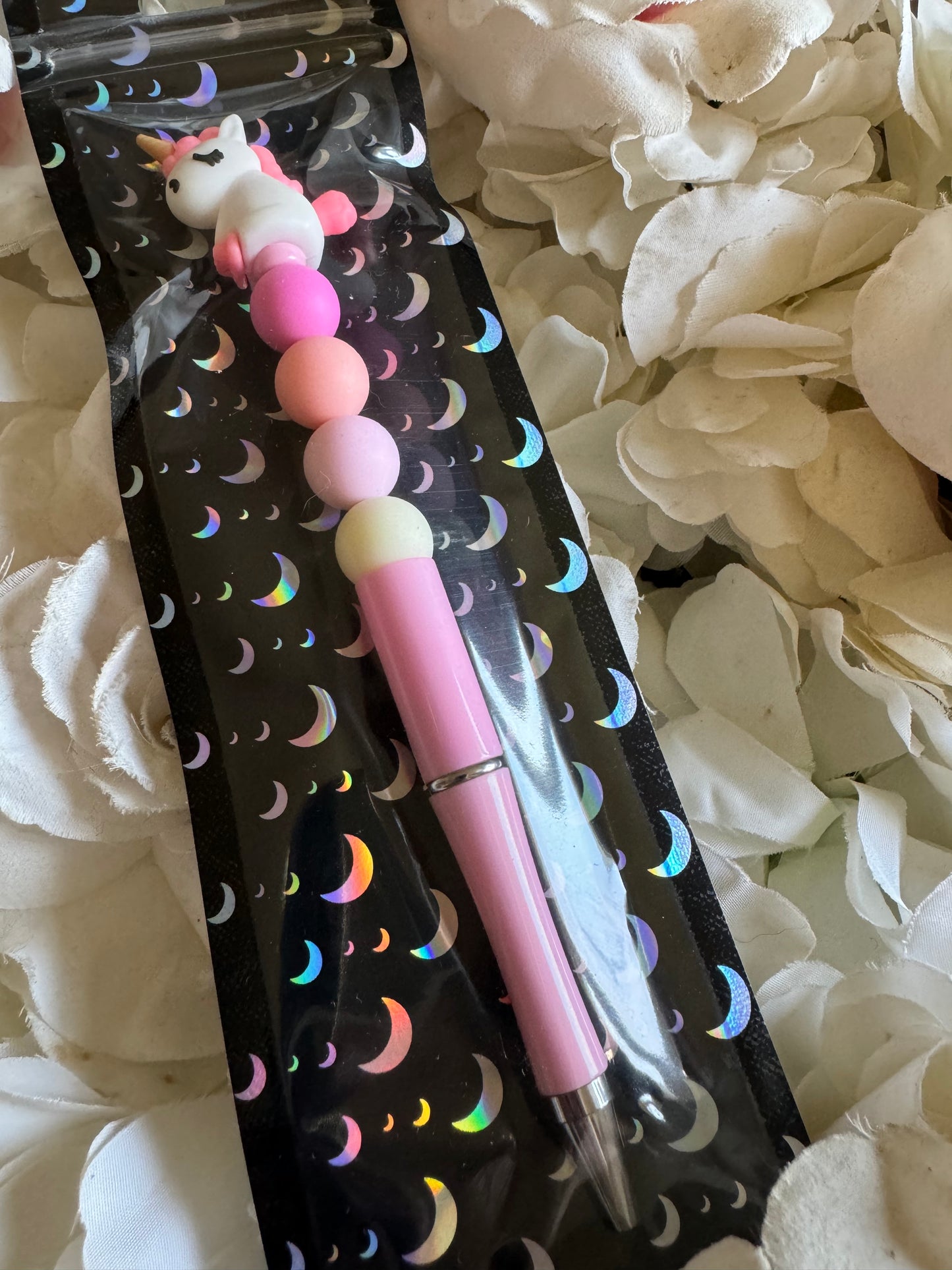 Beaded pen Pink and white Unicorn