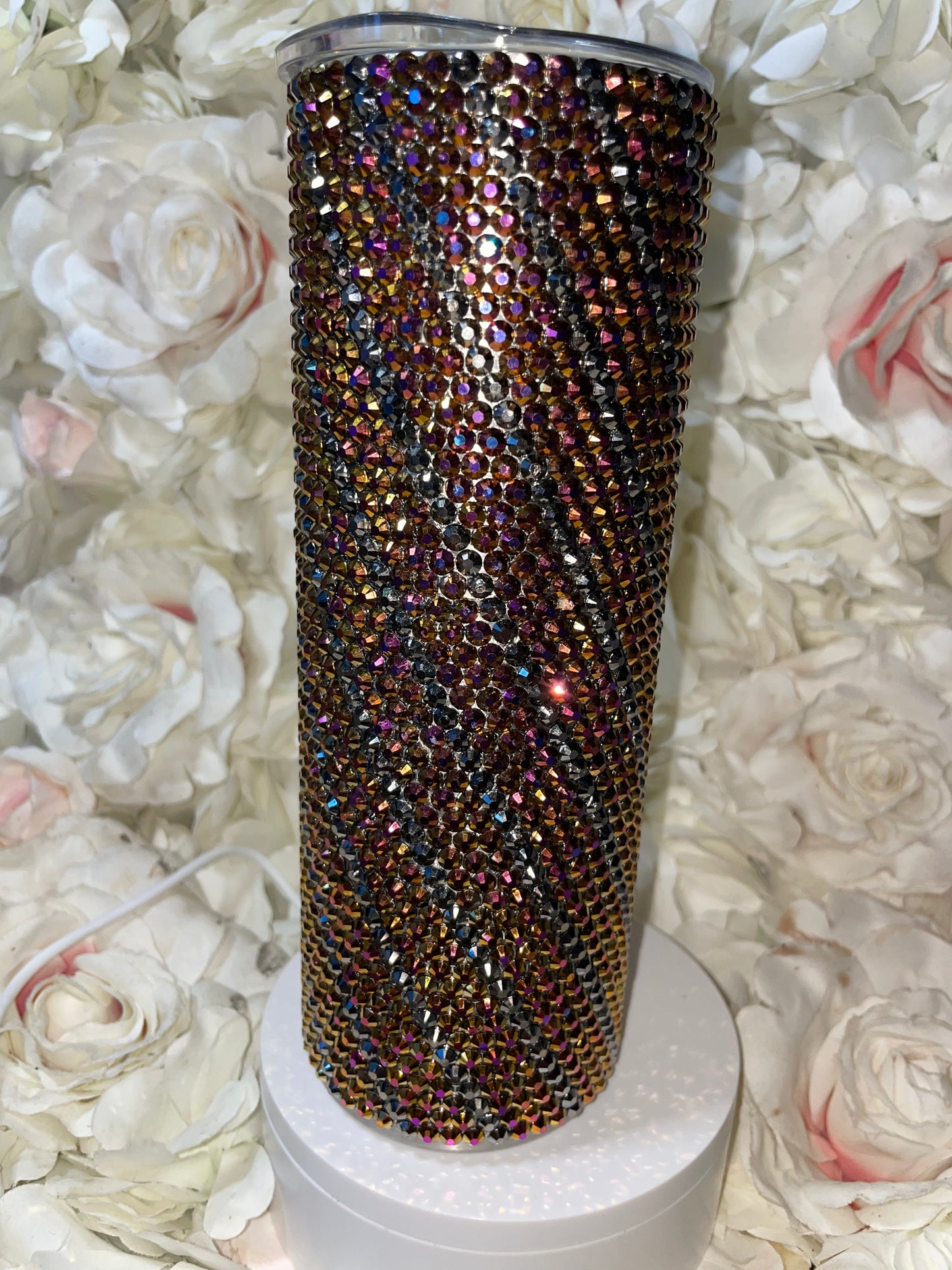 Rhinestone tumbler Rose Gold on black and Black