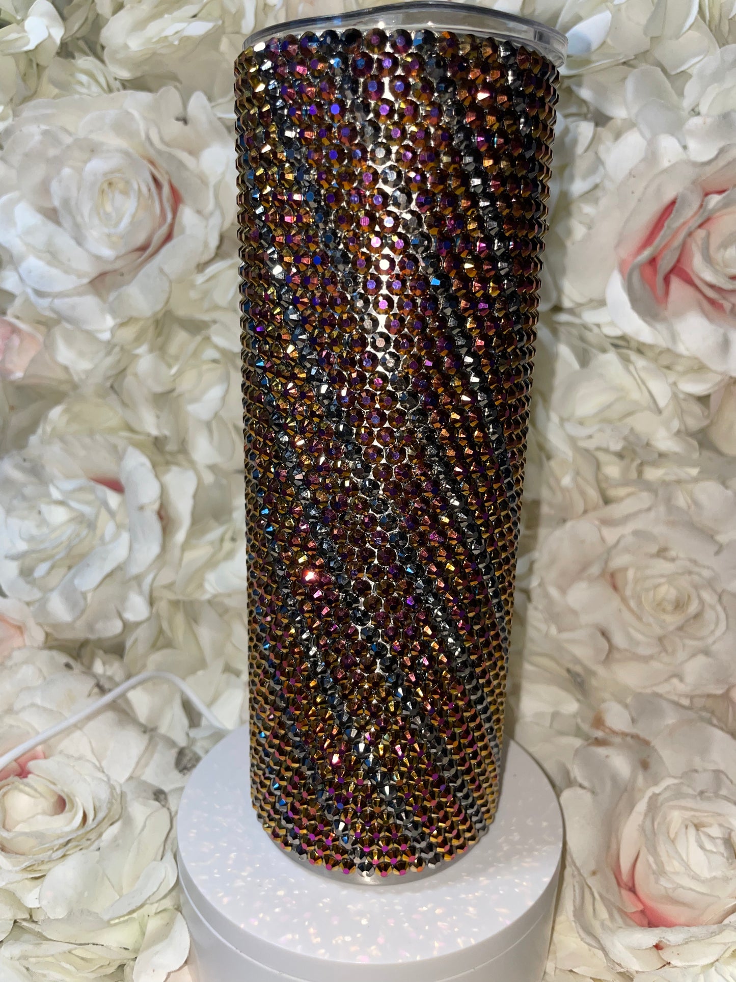 Rhinestone tumbler Rose Gold on black and Black