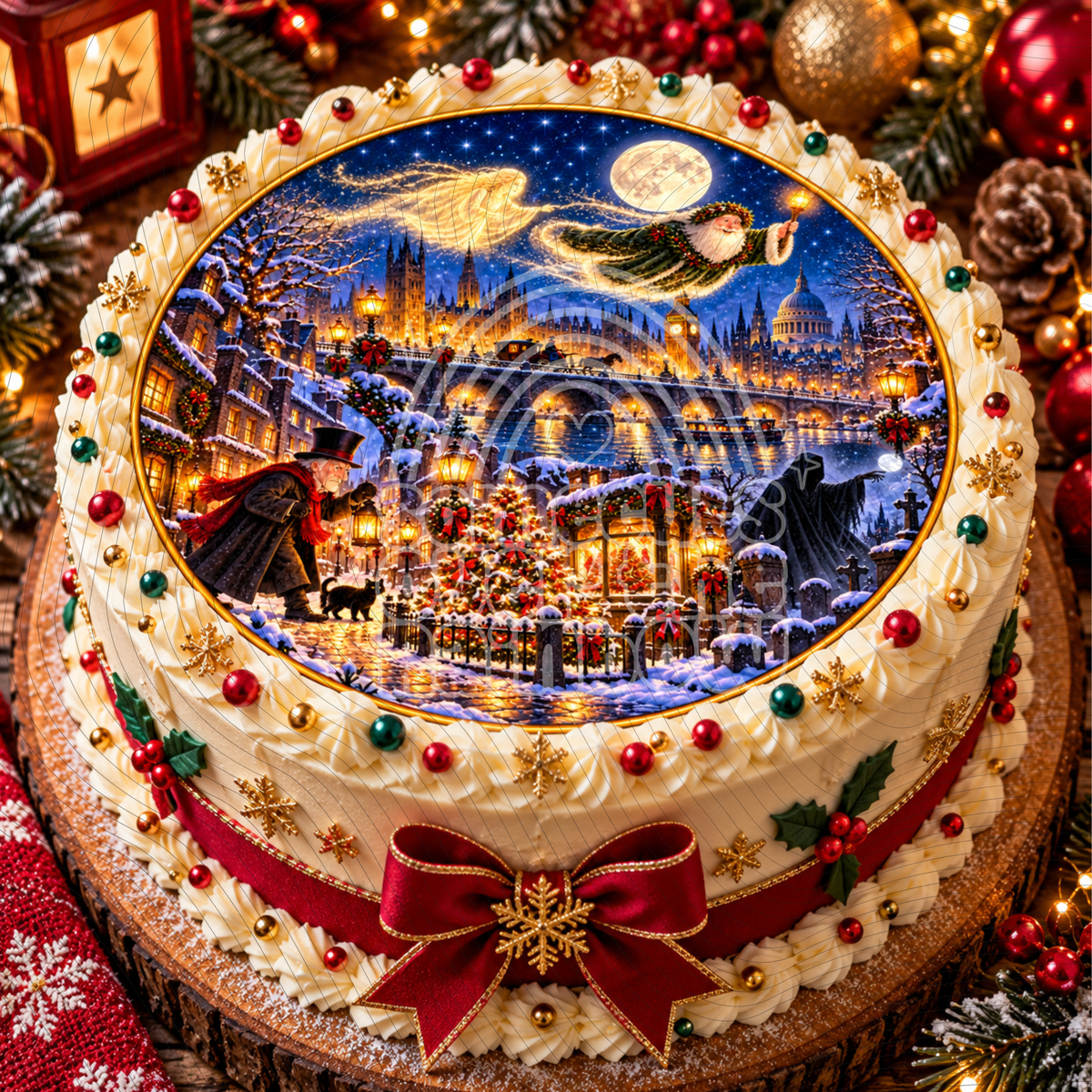 Magical Victorian Christmas Edible Cake & Cupcake Toppers – Icing Sheets or Wafer Paper