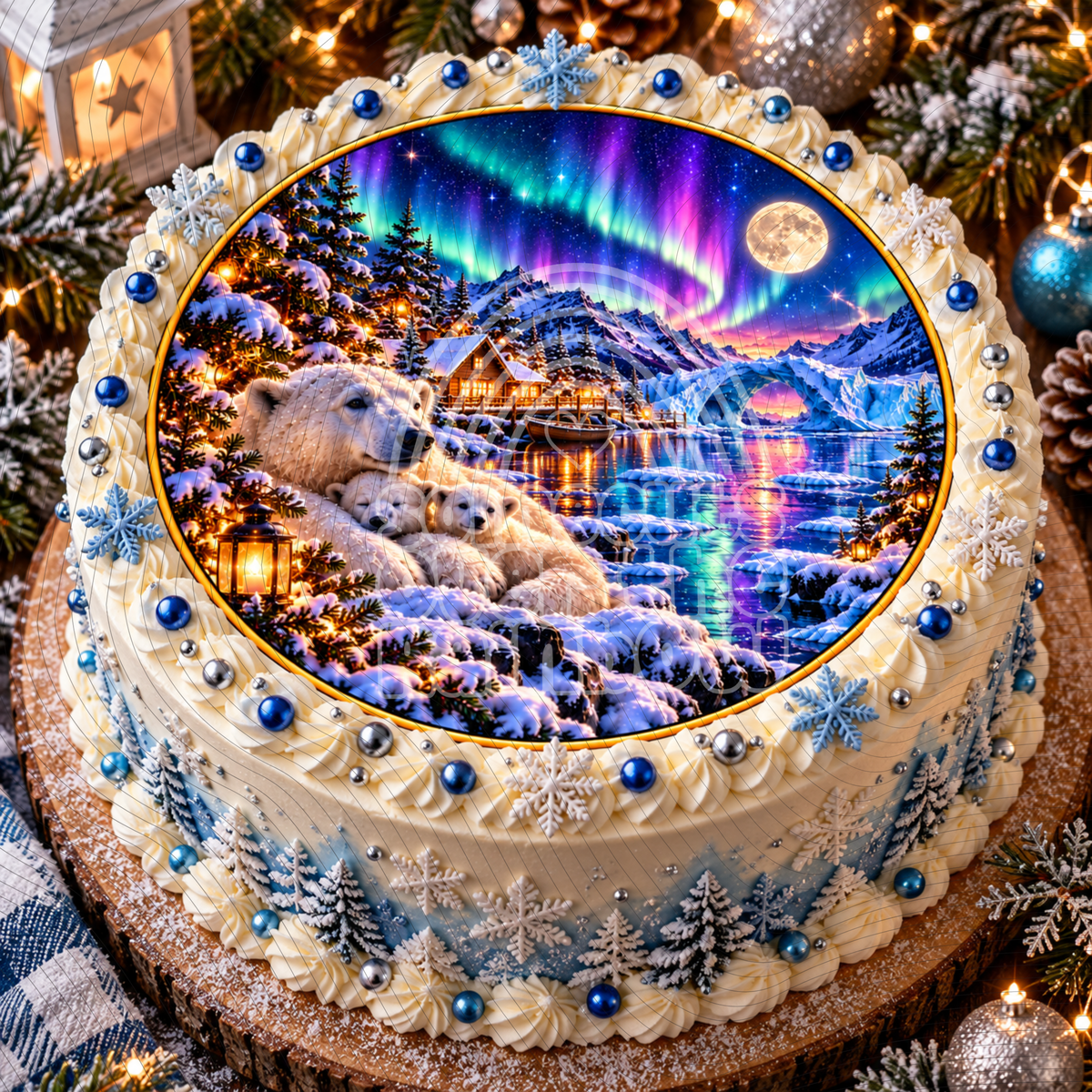 Polar Bear Christmas Magic Edible Cake & Cupcake Toppers – Icing or Wafer Paper