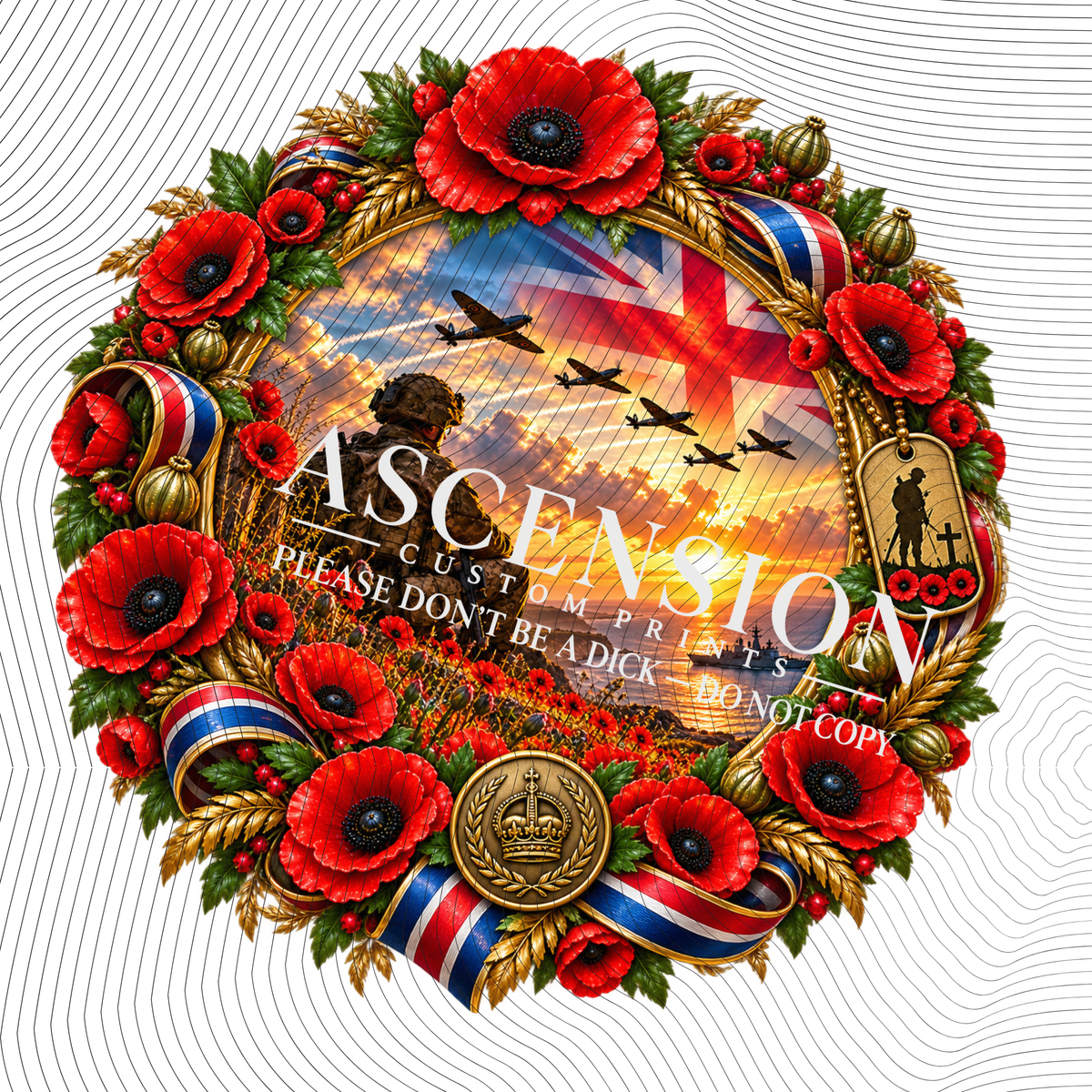 War Memorial Wreaths TEXTURED (85mm x 85mm)