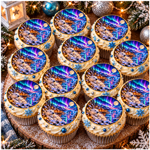 Polar Bear Christmas Magic Edible Cake & Cupcake Toppers – Icing or Wafer Paper