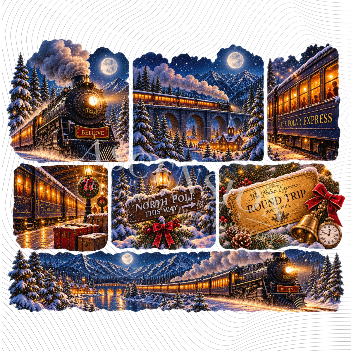 Festive Train Textured (various sizes)