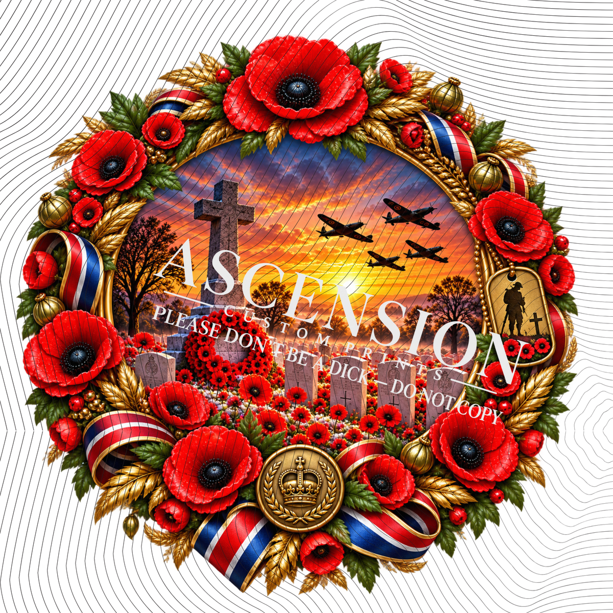 War Memorial Wreaths TEXTURED (85mm x 85mm)