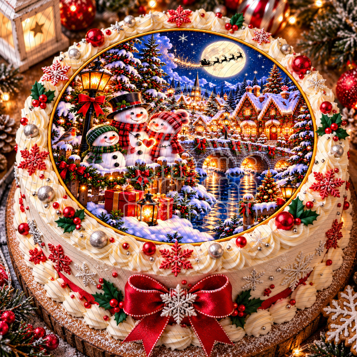 Snowman Family Christmas Edible Cake & Cupcake Toppers – Icing or Wafer Paper