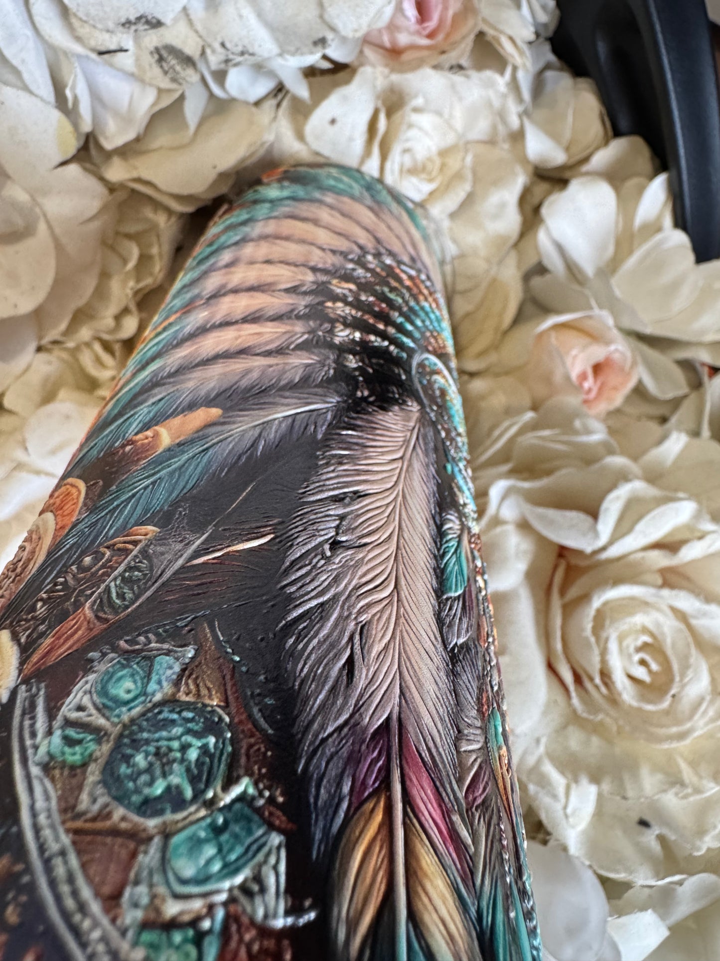 20oz tall skinny Native American and wolf (fully textured) whoopsie