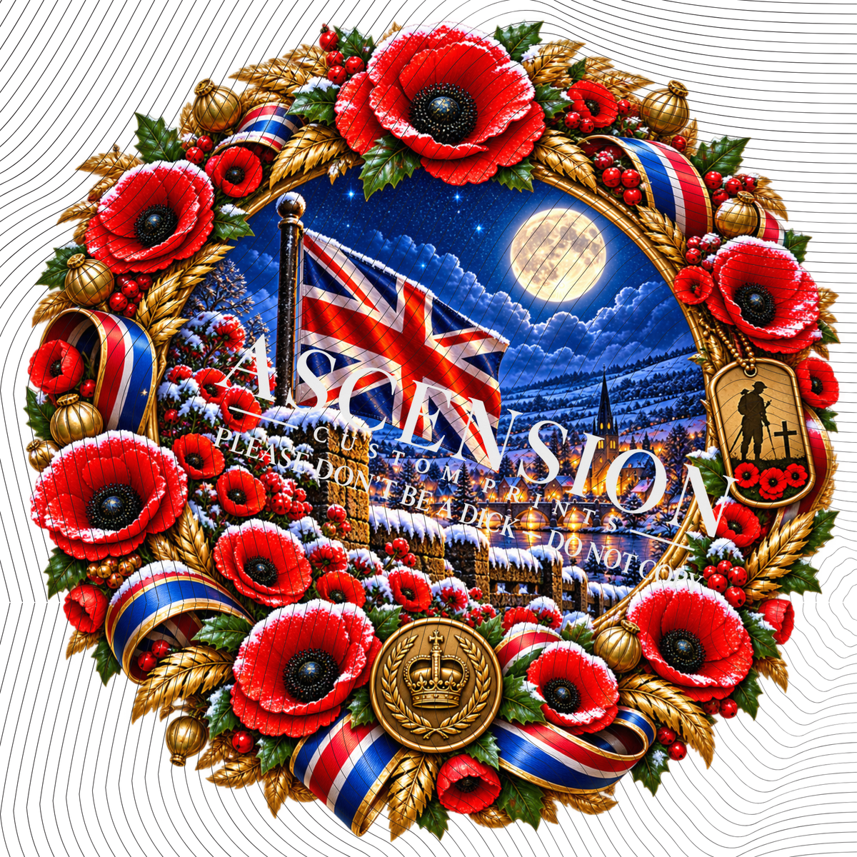 War Memorial Wreaths TEXTURED (85mm x 85mm)