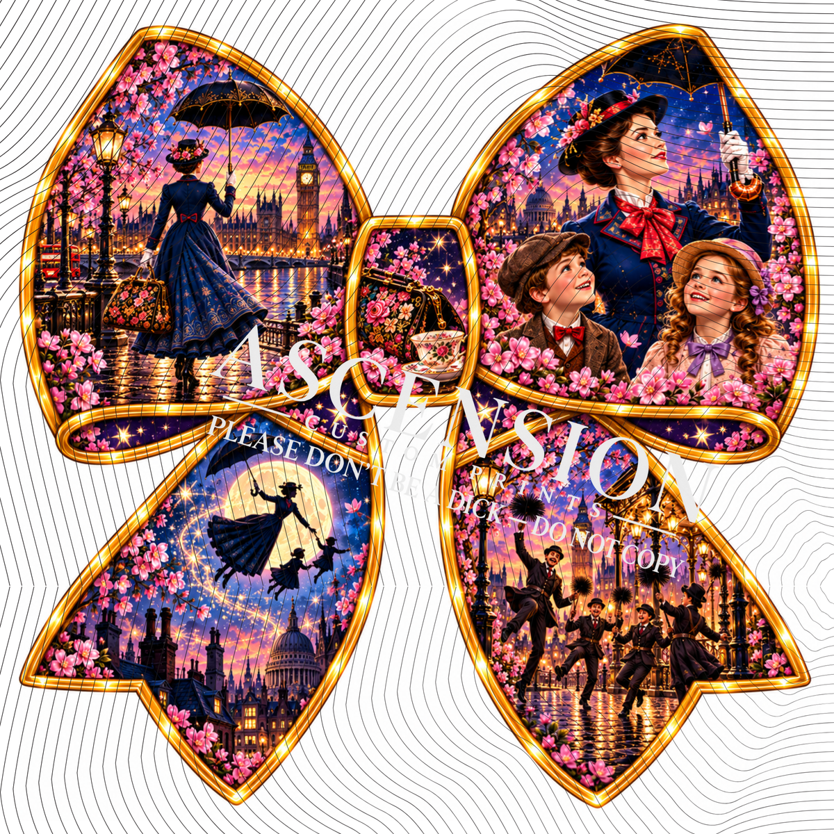 Popcorn & Nostalgia Bows Flat (3 inch square)