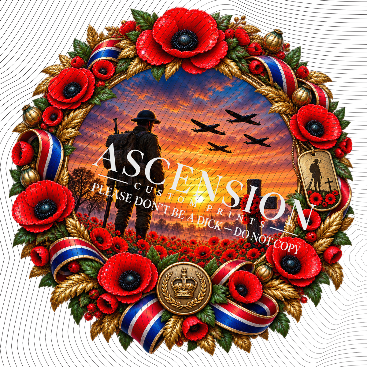 War Memorial Wreaths TEXTURED (85mm x 85mm)