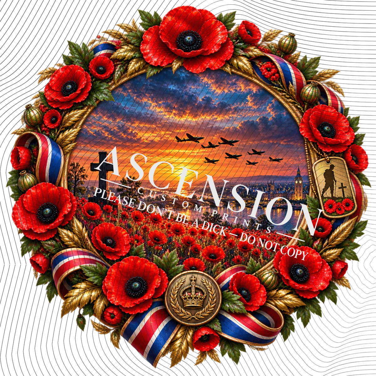 War Memorial Wreaths TEXTURED (85mm x 85mm)