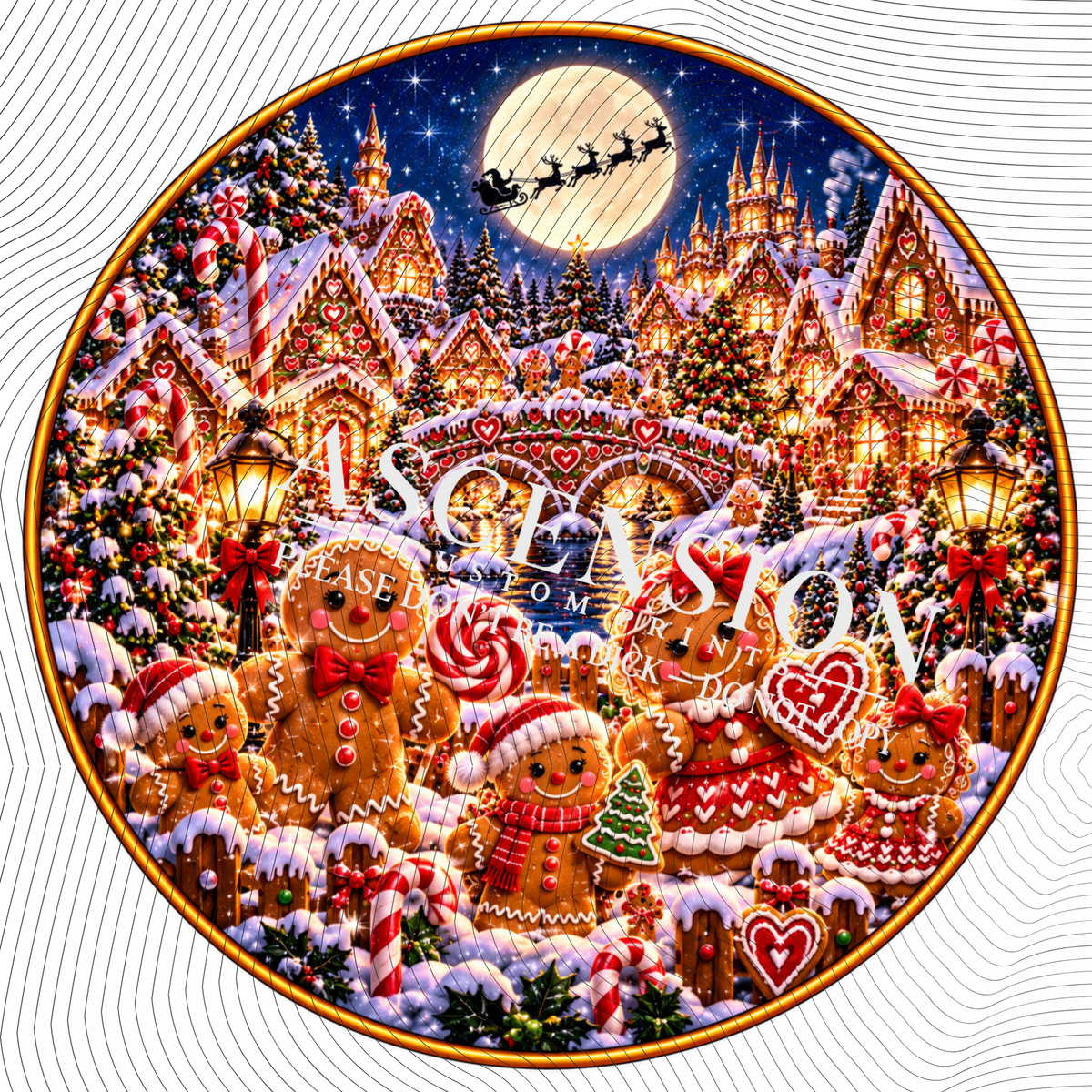 Gingerbread Christmas Village Edible Cake & Cupcake Toppers – Icing or Wafer Paper