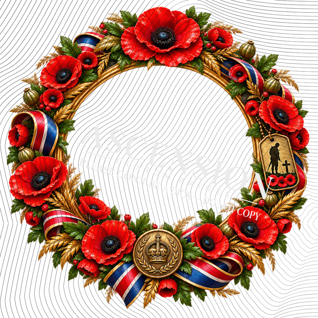 War Memorial Wreaths TEXTURED (85mm x 85mm)
