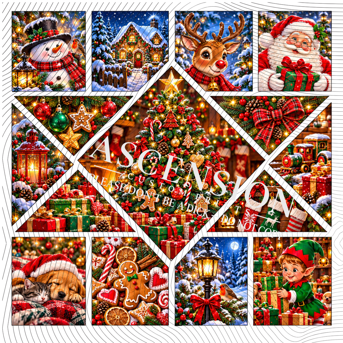 All Christmas mixed media TEXTURED