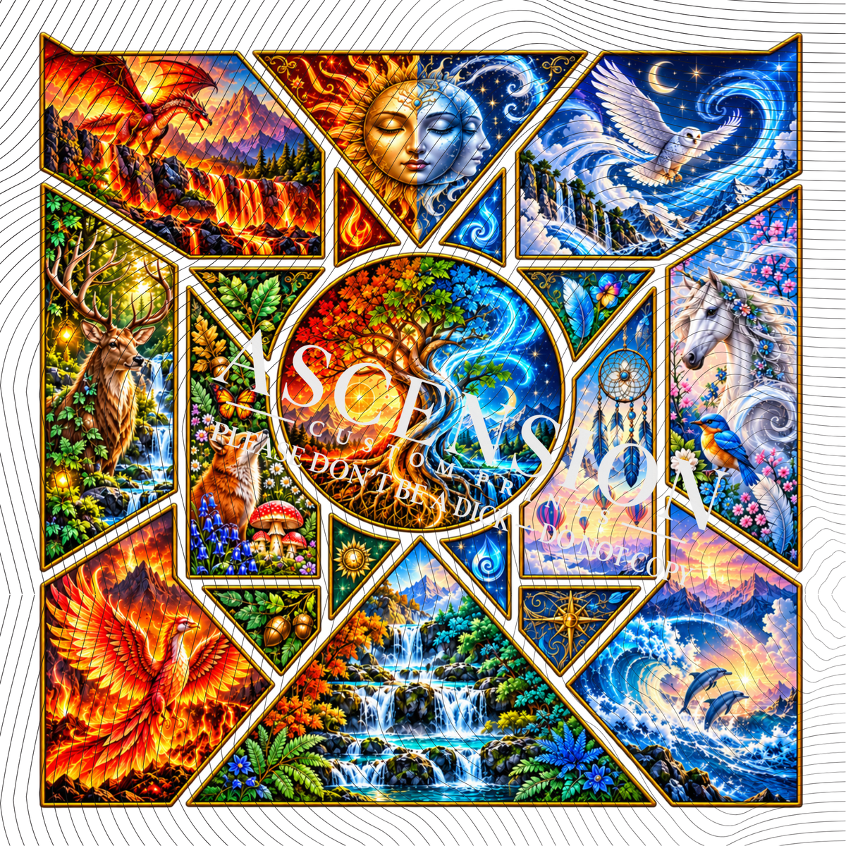 Earth wind Fire and ice Mixed Media Textured (10 x 10)