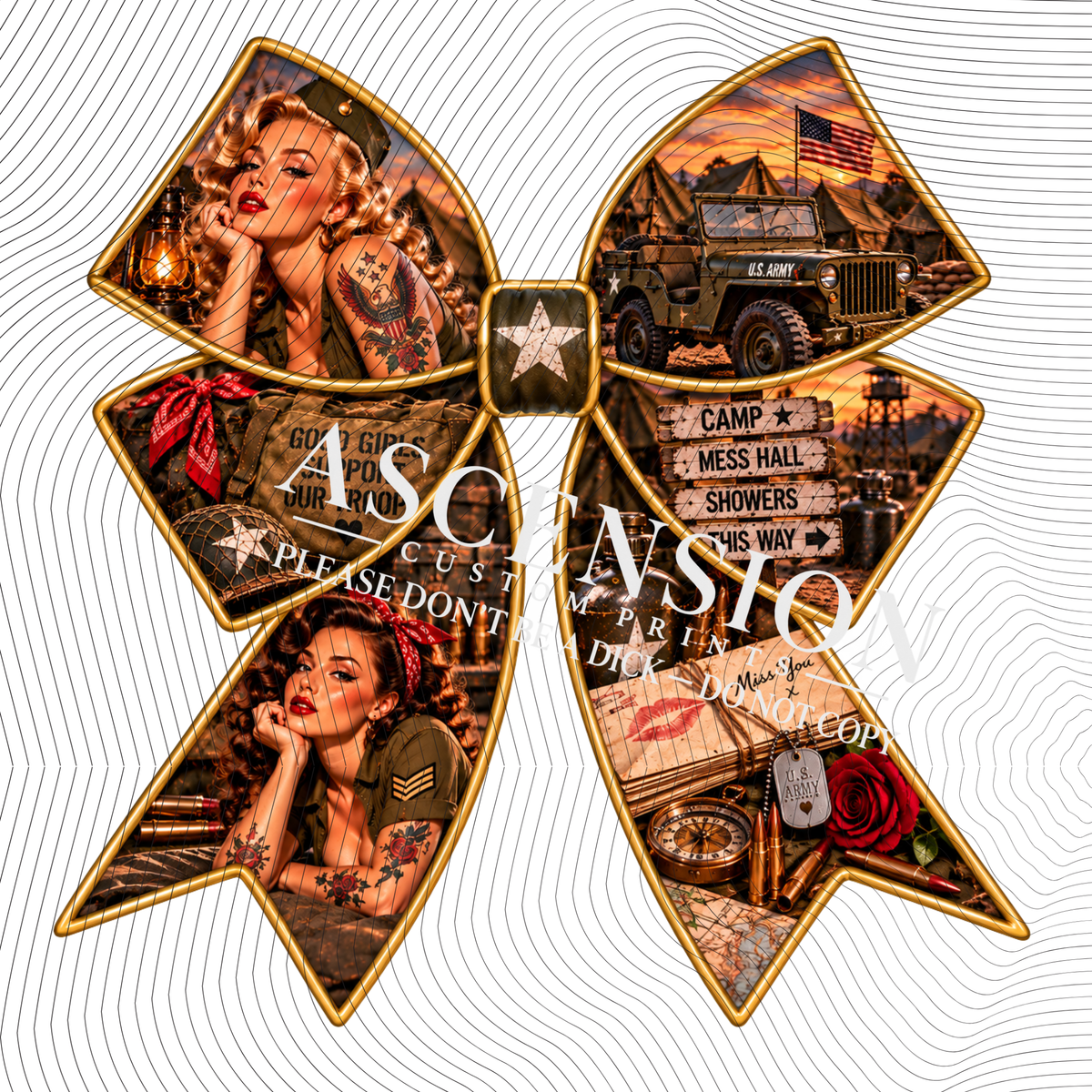 Pin up Girls Bows Textured (75mm x 75mm)