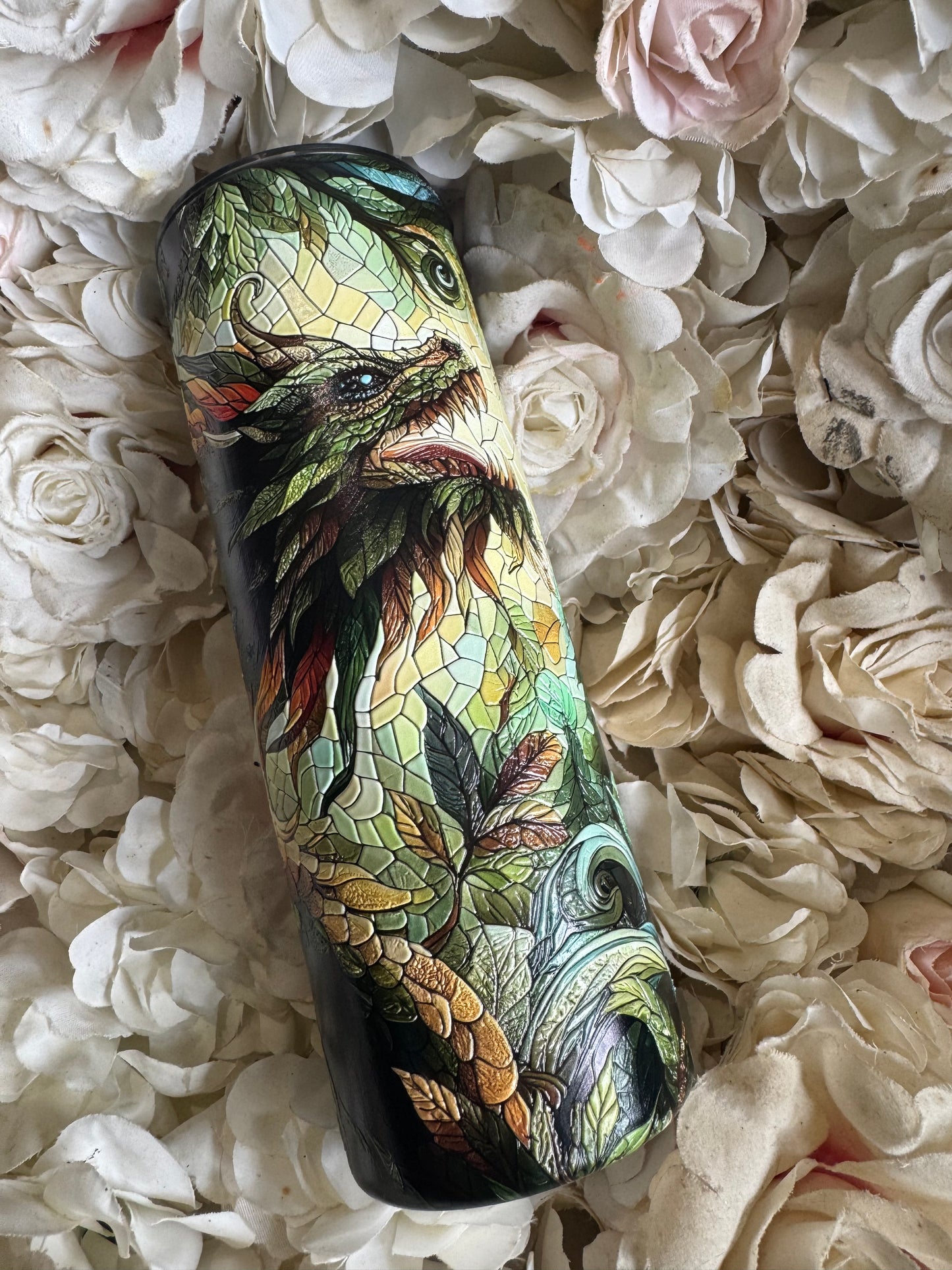20oz tall skinny stain glass dragon (texture)