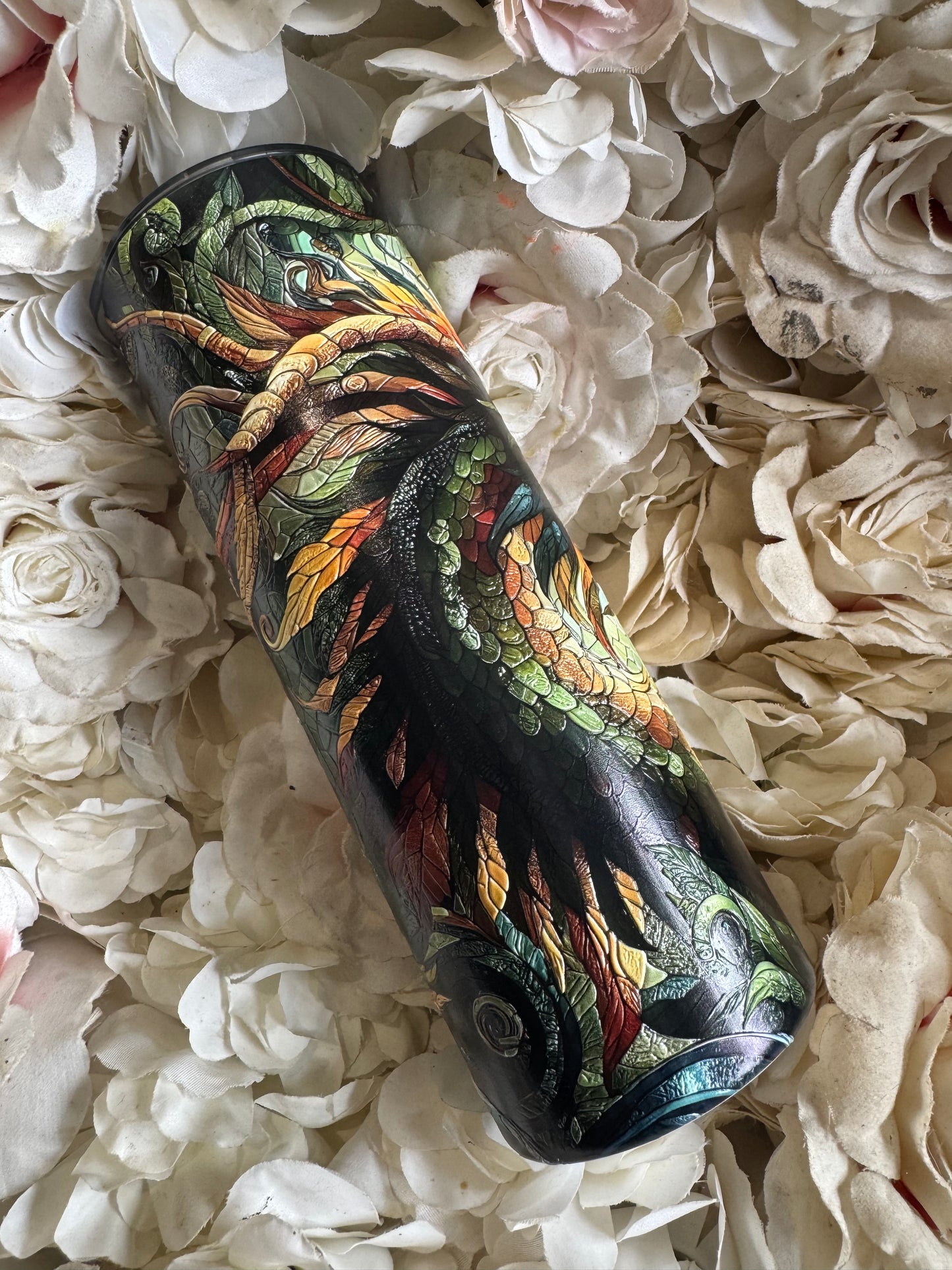 20oz tall skinny stain glass dragon (texture)