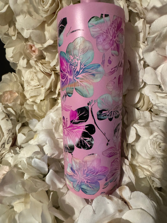 20oz Tall skinny peek a boo flowers