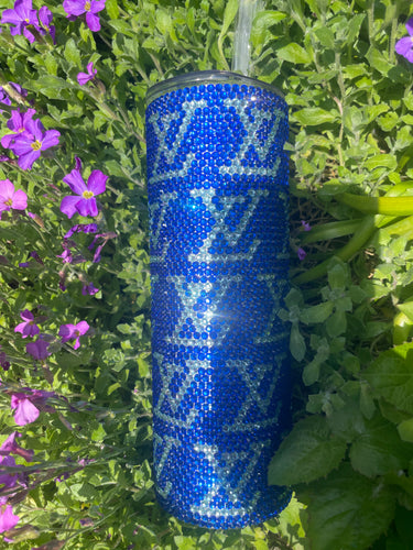 Rhinestone tumbler blue