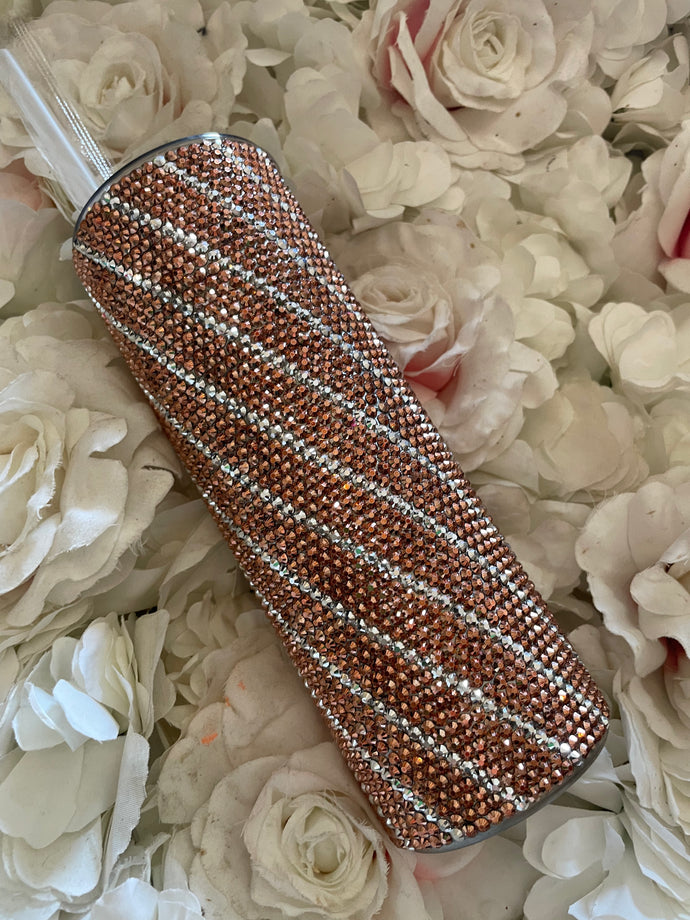 Rhinestone tumbler Rose gold swirl
