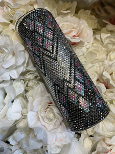 Rhinestone tumbler pink and blue lightning