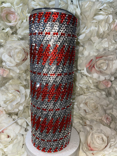 Rhinestone tumbler Red and clear 30oz