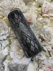 Rhinestone tumbler pink and blue lightning